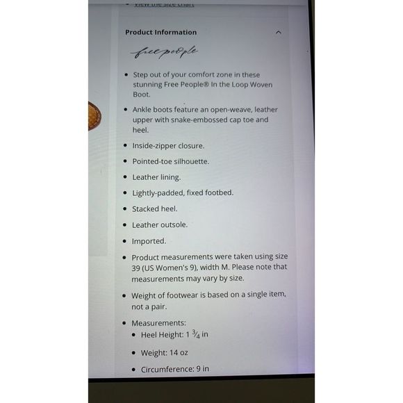 BRAND new in box, Free People In The Loop Woven Boot, in Tan, size 39.5 - Picture 7 of 11